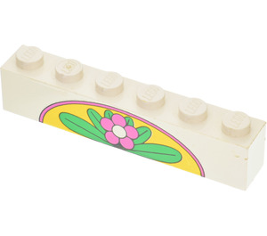 LEGO White Brick 1 x 6 with Leaves and Yellow Arch (3009)