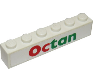 LEGO White Brick 1 x 6 with 'Octan' Sticker (3009)