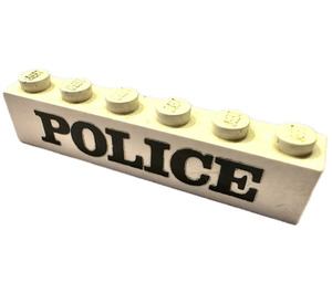 LEGO White Brick 1 x 6 with Police (Serif) (3009)