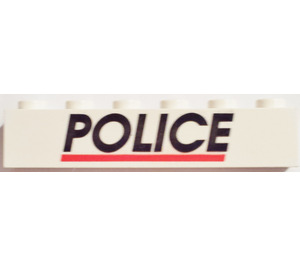 LEGO Blanc Brique 1 x 6 avec 'Police' avec Rouge Line (3009 / 82924)