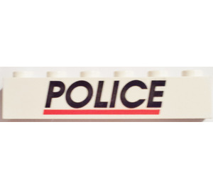 LEGO Wit Steen 1 x 6 met 'Politie' met Rood Line (3009 / 82924)