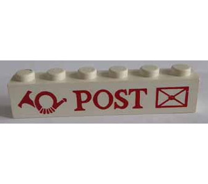 LEGO Бяло Тухла 1 x 6 с "POST" и лого с Envelope (3009)