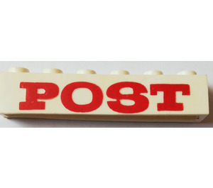 LEGO White Brick 1 x 6 with "POST" without Bottom Tubes, with Cross Supports