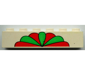LEGO blanc Brique 1 x 6 avec rouge et Green Pétales (3009 / 83167)