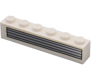 LEGO White Brick 1 x 6 with Silver Grille Sticker (3009)