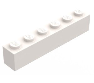 LEGO White Brick 1 x 6 without Bottom Tubes (3067)