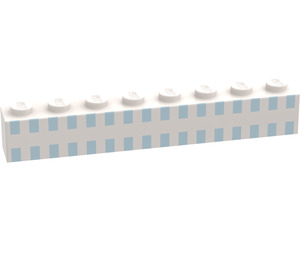 LEGO White Brick 1 x 8 with 32 Light Blue Squares (3008)