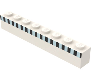 LEGO White Brick 1 x 8 with Black and Blue Ferry Squares (3008)