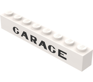 LEGO Bílá Kostka 1 x 8 s Černá "GARAGE" (3008)