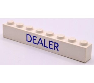 LEGO White Brick 1 x 8 with Blue 'Dealer' (3008)