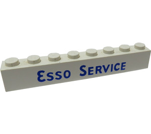 LEGO White Brick 1 x 8 with Blue "ESSO SERVICE" (3008)