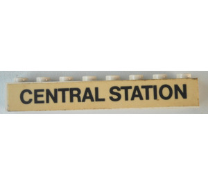 레고 하얀색 벽돌 1 x 8 ~와 함께 "CENTRAL STATION" 상표 (3008)