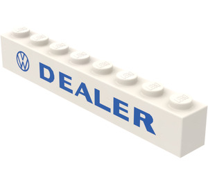 LEGO Weiß Stein 1 x 8 mit "DEALER" mit VW Logo (3008)