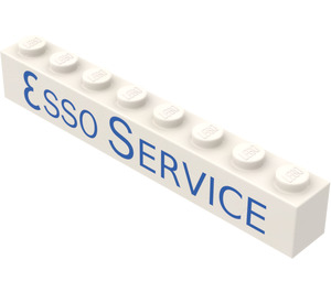 LEGO Vit Kloss 1 x 8 med 'ESSO SERVICE' utan bottenrör med korsstöd