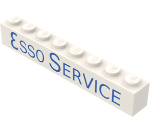 LEGO White Brick 1 x 8 with 'ESSO SERVICE' without Bottom Tubes with Cross Support