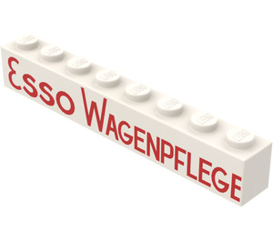 LEGO White Brick 1 x 8 with "ESSO WAGENPFLEGE" (3008)