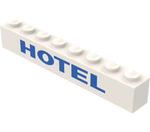 LEGO White Brick 1 x 8 with Hotel (3008)