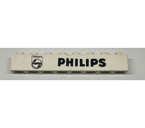 LEGO White Brick 1 x 8 with "PHILIPS" with Logo (3008)