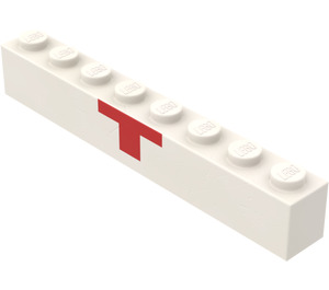 LEGO Wit Steen 1 x 8 met Rood Kruis Lager Halve (3008)