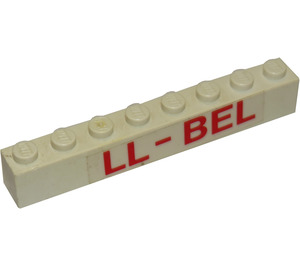 LEGO Weiß Backstein 1 x 8 mit rot LL-BEL auf both sides Aufkleber (3008)