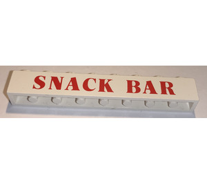 LEGO hvid Klods 1 x 8 med "SNACK Bar" (Overfladetryk) (3008)