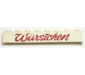 LEGO White Brick 1 x 8 with "Würstchen" without Bottom Tubes with Cross Support
