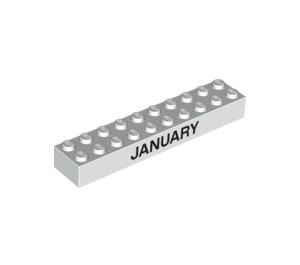 LEGO Vit Kloss 2 x 10 med 'JANUARY' (15089 / 97623)