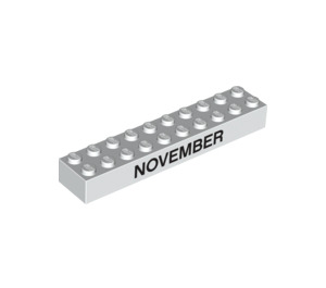 LEGO Weiß Stein 2 x 10 mit "NOVEMBER" und "DECEMBER" (12441 / 97633)