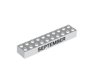 LEGO White Brick 2 x 10 with 'SEPTEMBER' and 'OCTOBER' (15076 / 97631)