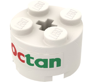 LEGO Weiß Stein 2 x 2 Rund mit Octan Logo Aufkleber (3941)