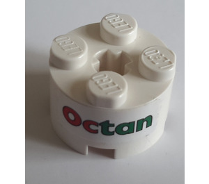 LEGO Blanco Ladrillo 2 x 2 Circular con "Octan" Pegatina (3941)