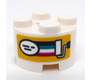 LEGO White Brick 2 x 2 Round with Paint Roller Sticker (3941)