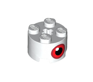 LEGO White Brick 2 x 2 Round with red Eye (3941 / 100436)