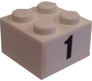 LEGO Weiß Backstein 2 x 2 mit 1 Aufkleber (3003)