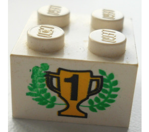 LEGO blanc Brique 2 x 2 avec 1st Place Trophy et Laurels (3003)