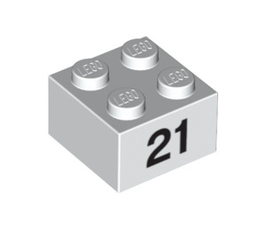 LEGO White Brick 2 x 2 with '21' (14912 / 97659)