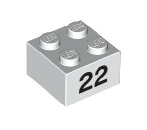 LEGO Wit Steen 2 x 2 met '22' (14919 / 97660)