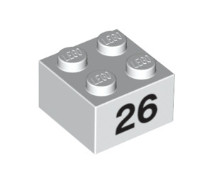 LEGO blanc Brique 2 x 2 avec '26' (14935 / 97664)