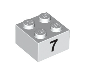 LEGO Weiß Backstein 2 x 2 mit '7' (14842 / 97643)