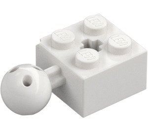 LEGO White Brick 2 x 2 with Ball Joint and Axlehole with Holes in Ball (57909)