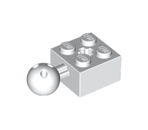 LEGO White Brick 2 x 2 with Ball Joint and Axlehole with Holes in Ball (57909)
