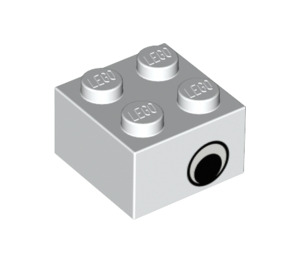 LEGO White Brick 2 x 2 with Black Eye on Both Sides (3003)
