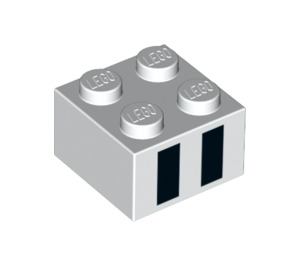 LEGO Weiß Backstein 2 x 2 mit Schwarz Streifen (3003 / 99183)