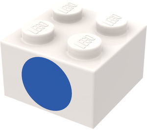 LEGO Weiß Stein 2 x 2 mit Blau Kreis (3003)