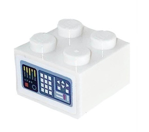 LEGO White Brick 2 x 2 with Control Panel Sticker (3003)