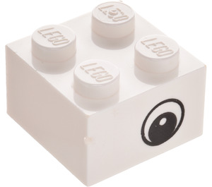 LEGO White Brick 2 x 2 with Eye on Both Sides with Dot in Pupil (3003 / 88397)