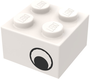 LEGO Wit Steen 2 x 2 met Ogen (Offset) zonder stip op pupil (81910 / 81912)