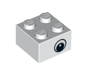 LEGO White Brick 2 x 2 with Eyes on Both Sides (Offset) and Dot in Pupil (81508 / 88398)