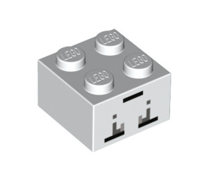 LEGO White Brick 2 x 2 with Ghast Face (3003 / 17062)