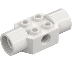 LEGO White Brick 2 x 2 with Hole and Two Rotation Joint Sockets (48172 / 48461)